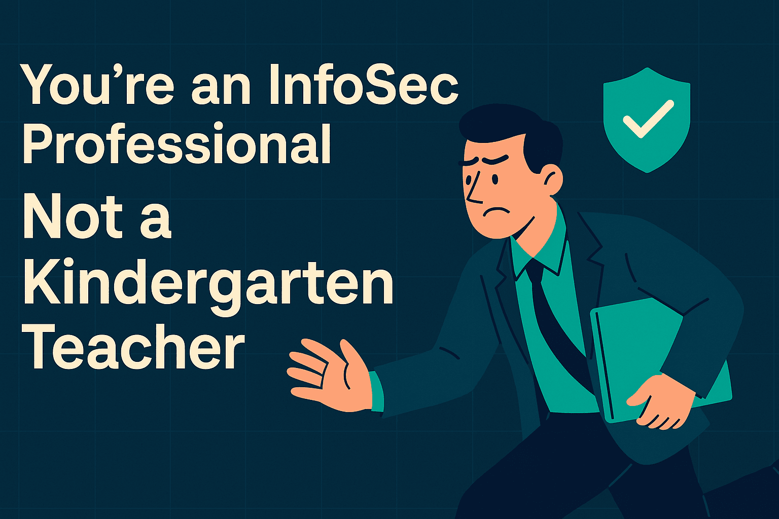 You're not a Kinderkarten teacher, you're an infosec professional